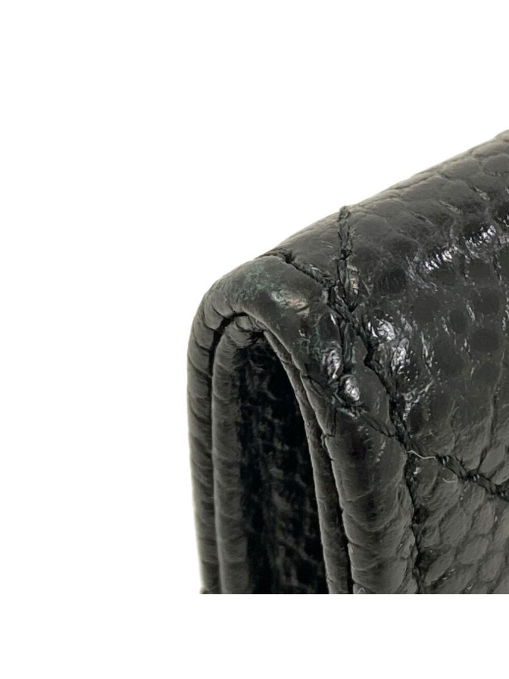 ★SOLD★ Chanel Quilted CC Logo Gold Card Case Gray Calfskin - Picture 15 of 15